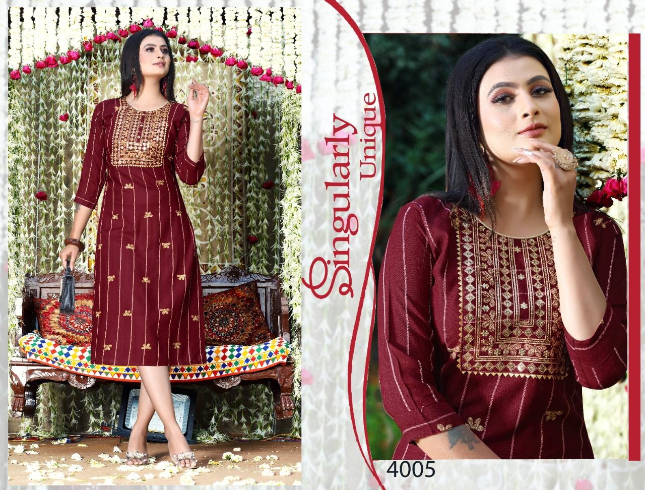 Morning Star 4001 Rayon Ethnic Wear Straight Designer Kurti Collection